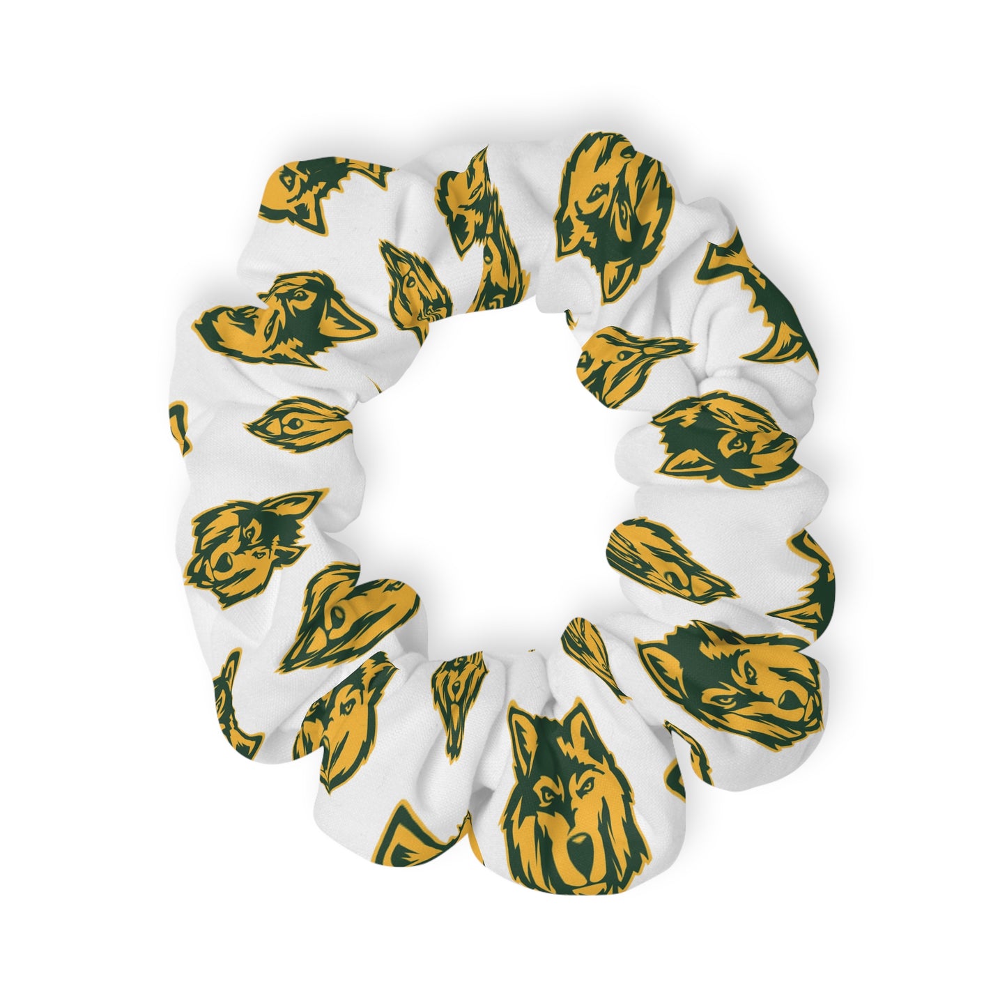 SRV Wolf Logo Scrunchie — Green & Gold San Rafael Athletics Hair Tie