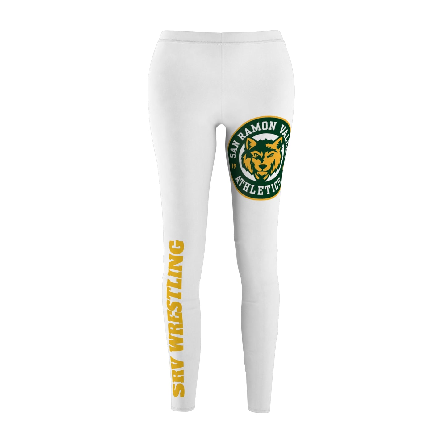 SRV Wrestling Women's Athletic Leggings White Logo & Side Text