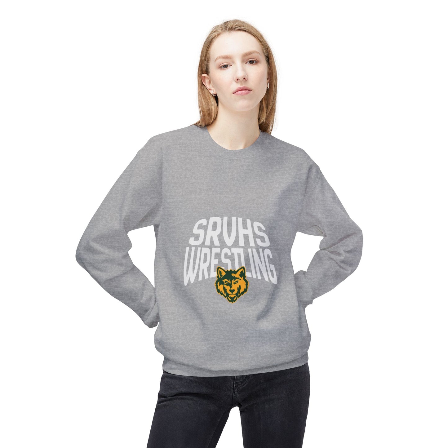 SRVHS Wrestling Crewneck Sweatshirt — School Mascot Pullover