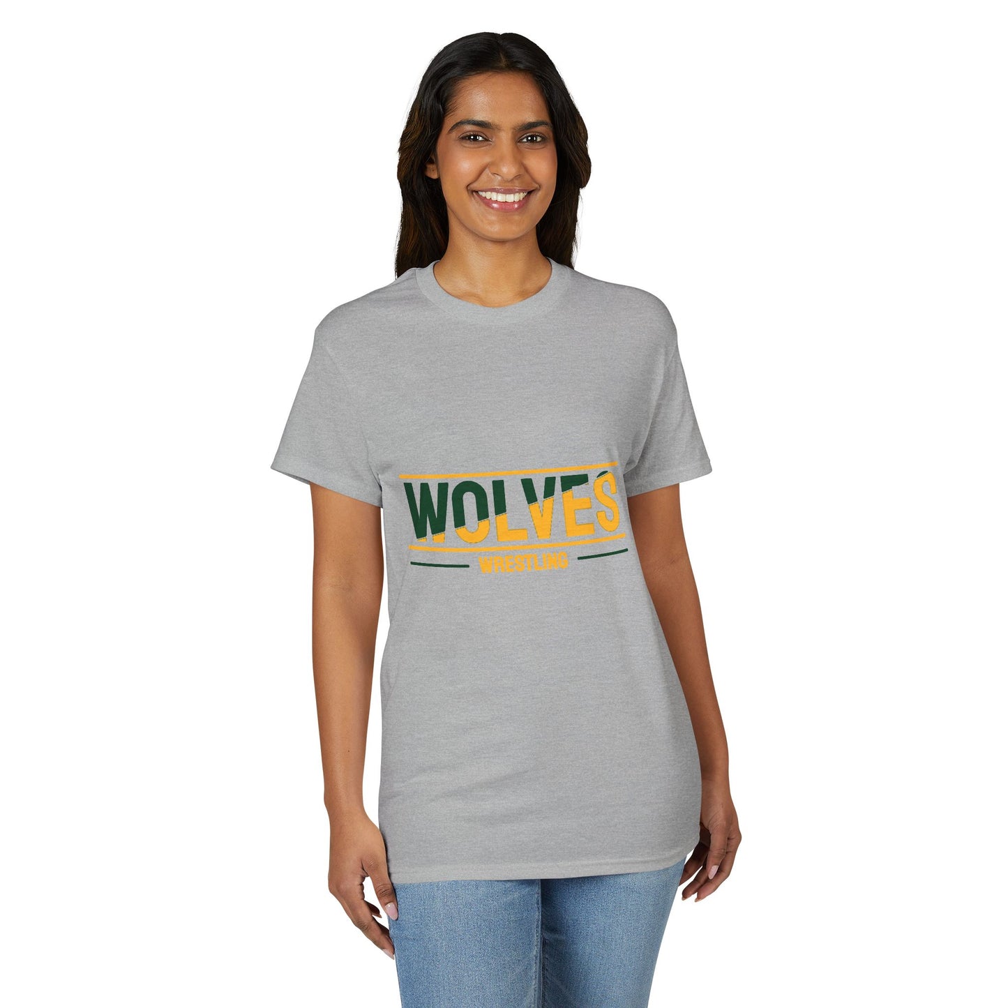 Wolves Wrestling Team T-Shirt — Retro Green & Gold Athletic Tee