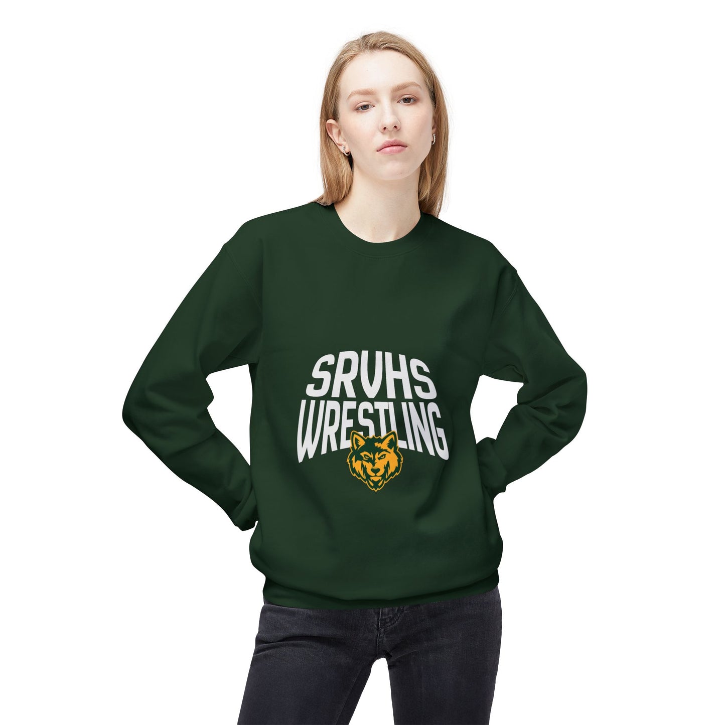 SRVHS Wrestling Crewneck Sweatshirt — School Mascot Pullover