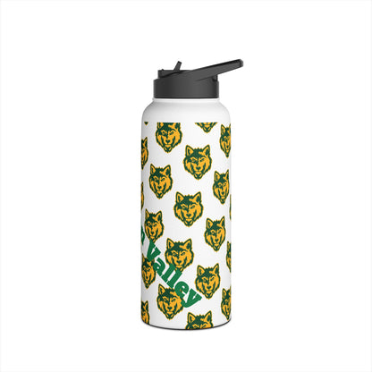 Wolf Pattern Stainless Steel Water Bottle — Green & Gold Team Design