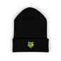 Embroidered Green & Yellow Wolf Logo Cuffed Beanie