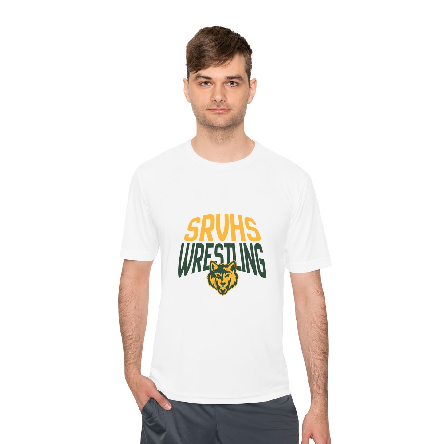 SRVHS Wrestling Tee — Moisture-Wicking Athletic Shirt with Wolf Logo