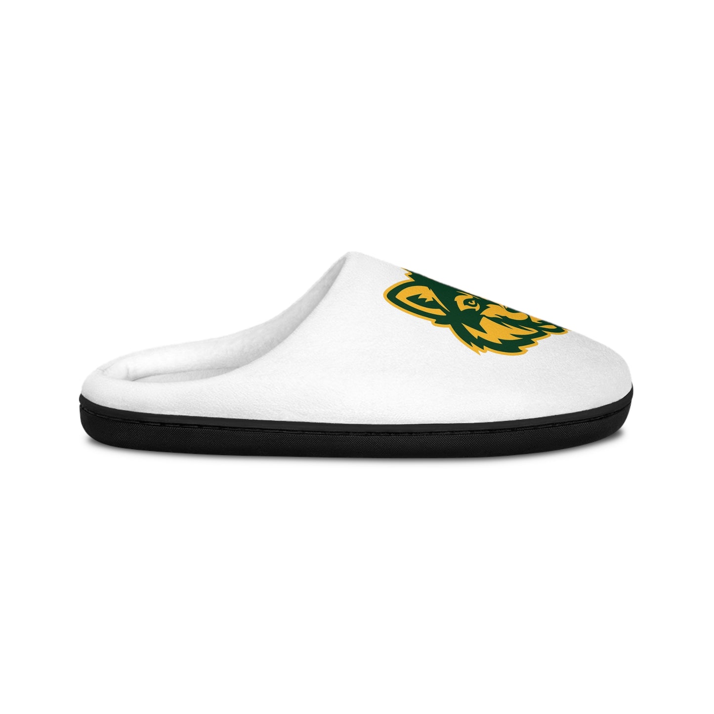 Women's Slippers — Cozy Indoor Mule with Green & Gold Wolf Logo