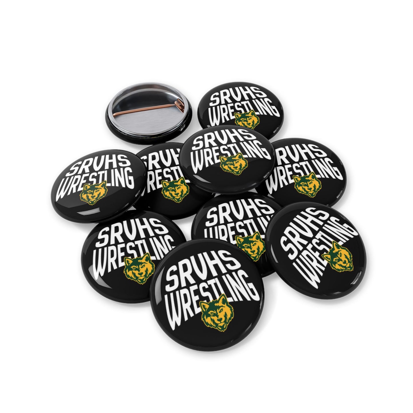 SRV Athletics Round Pin Button — School Spirit Lapel Pin - 10 Pack