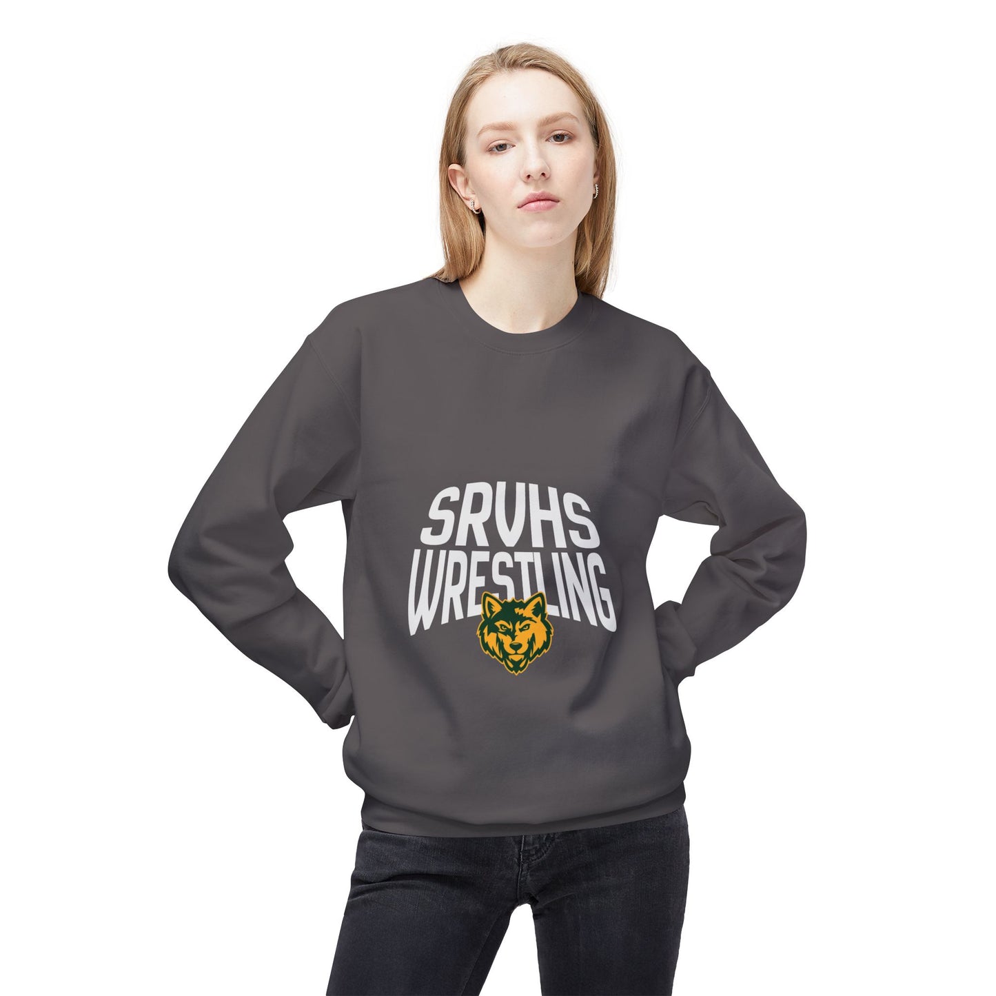 SRVHS Wrestling Crewneck Sweatshirt — School Mascot Pullover