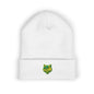 Embroidered Green & Yellow Wolf Logo Cuffed Beanie