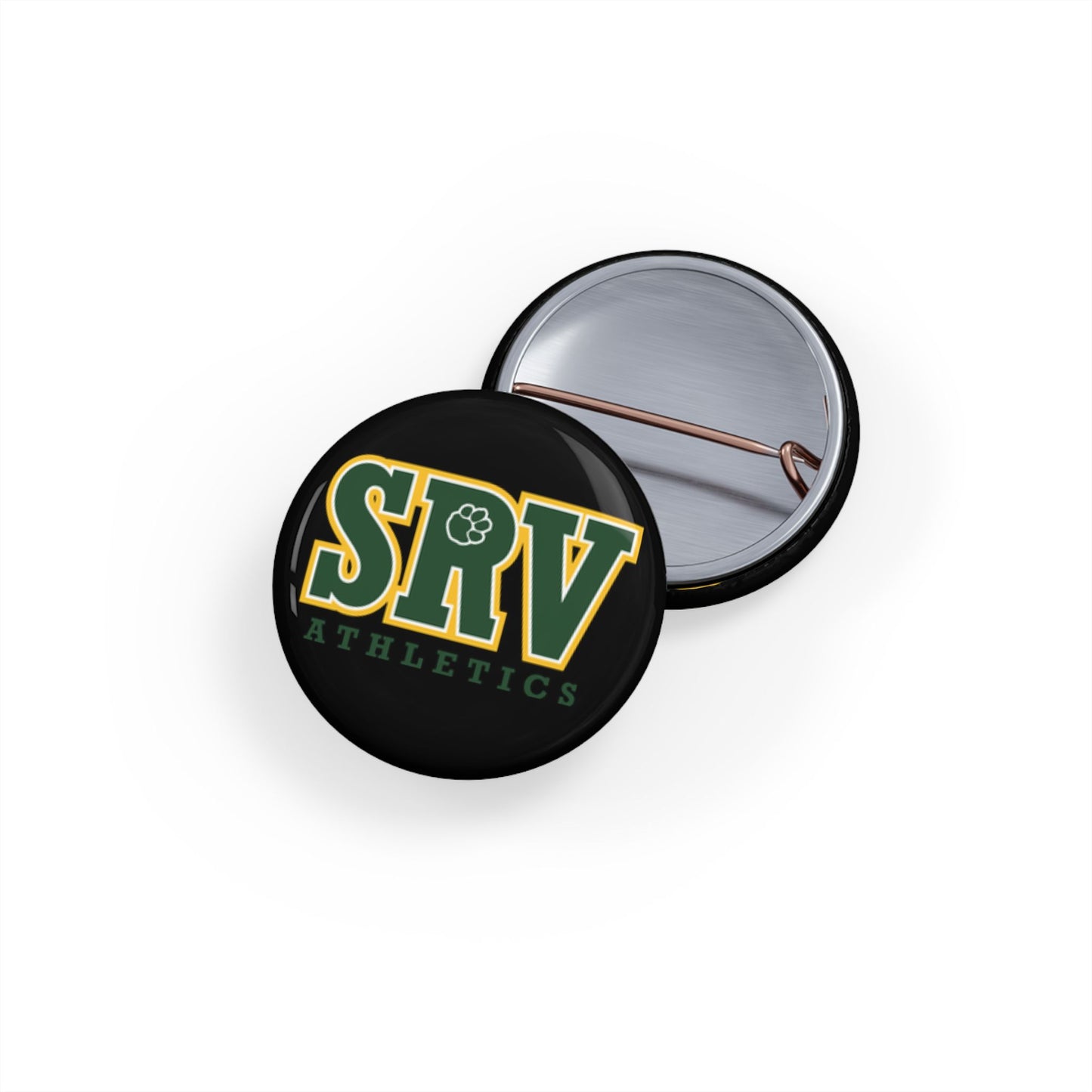 SRV Athletics Round Pin Button — School Spirit Lapel Pin