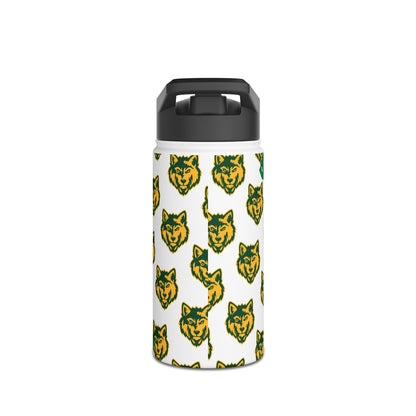 Wolf Pattern Stainless Steel Water Bottle — Green & Gold Team Design