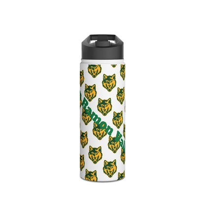 Wolf Pattern Stainless Steel Water Bottle — Green & Gold Team Design
