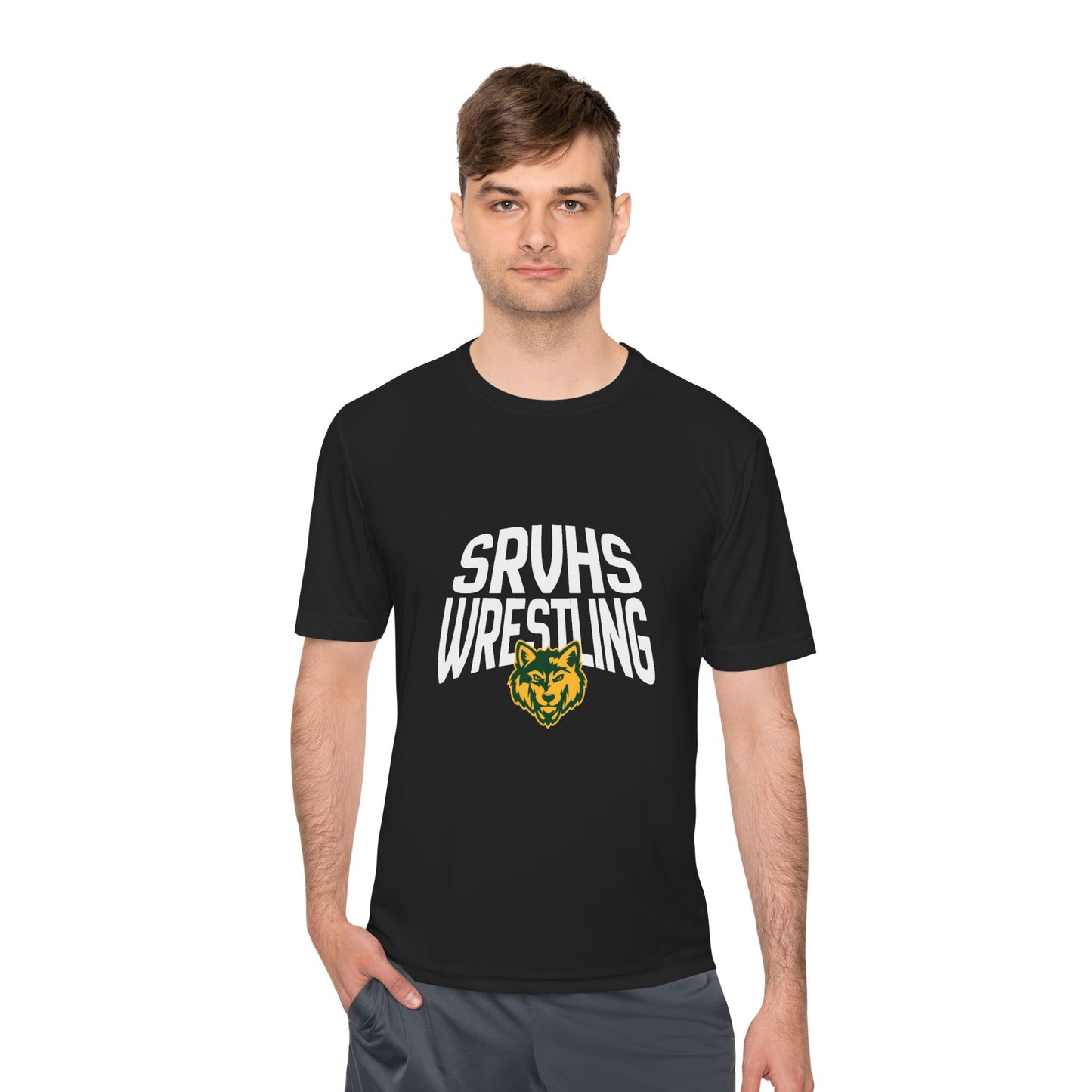 SRVHS Wrestling Tee — Moisture-Wicking Athletic Shirt with Wolf Logo