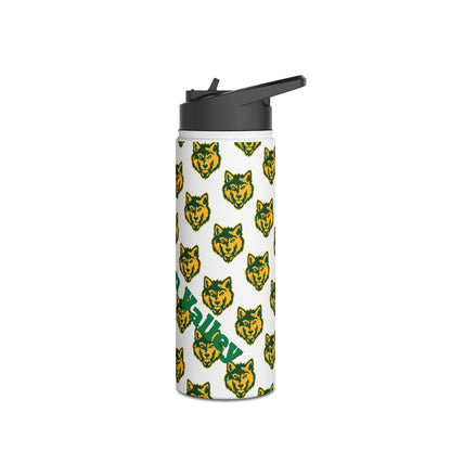 Wolf Pattern Stainless Steel Water Bottle — Green & Gold Team Design