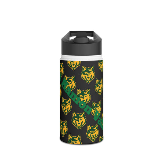 Wolf Pattern Stainless Steel Water Bottle — Green & Gold Team Design