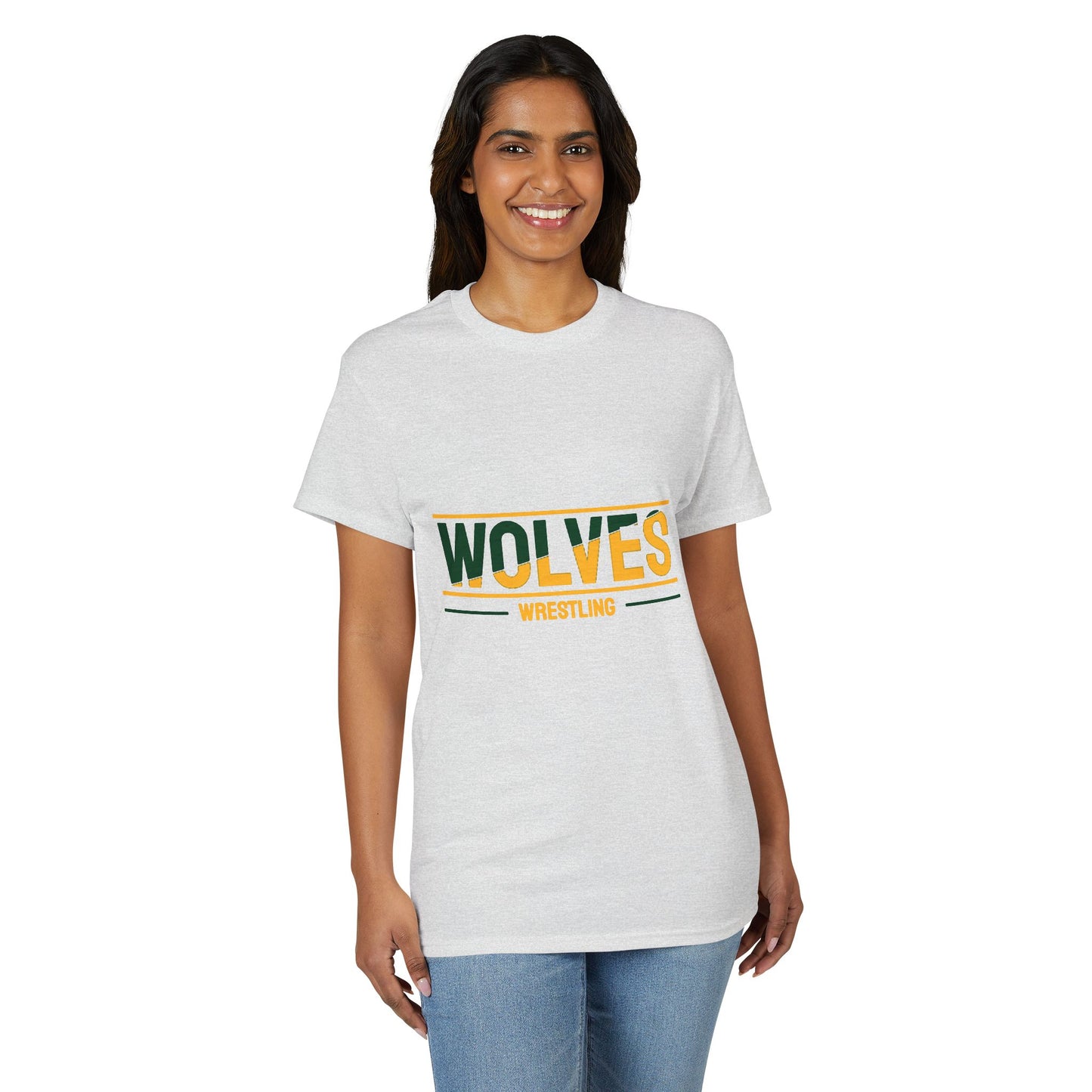 Wolves Wrestling Team T-Shirt — Retro Green & Gold Athletic Tee