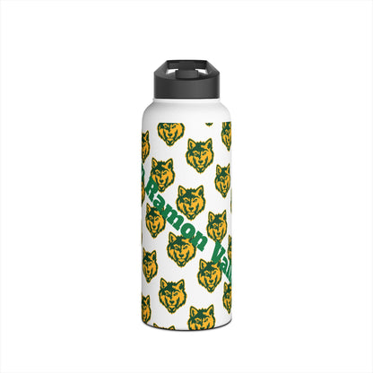 Wolf Pattern Stainless Steel Water Bottle — Green & Gold Team Design