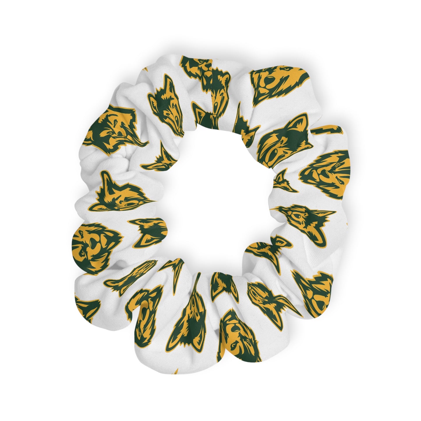 SRV Wolf Logo Scrunchie — Green & Gold San Rafael Athletics Hair Tie