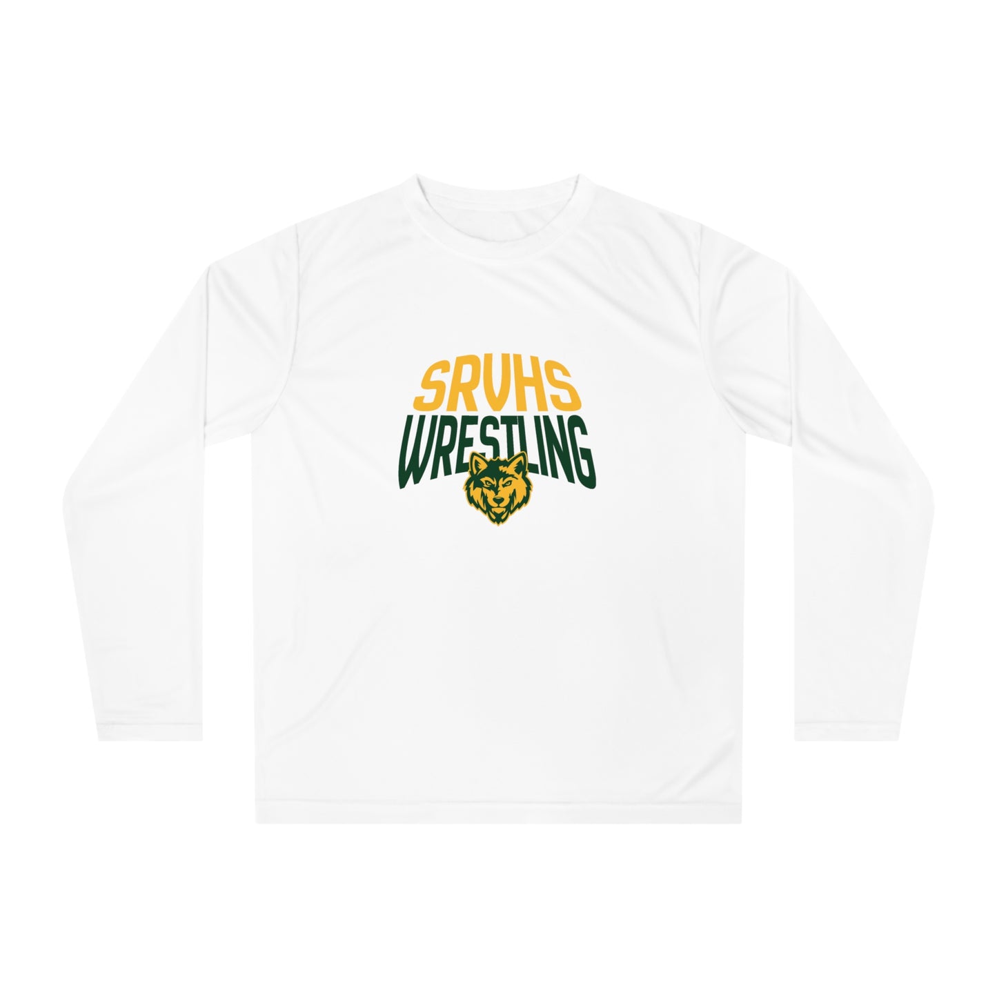 SRVHS Wrestling Performance Long Sleeve Shirt — School Team Tee with Wildcat Logo
