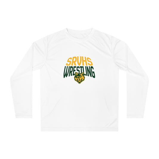 SRVHS Wrestling Performance Long Sleeve Shirt — School Team Tee with Wildcat Logo