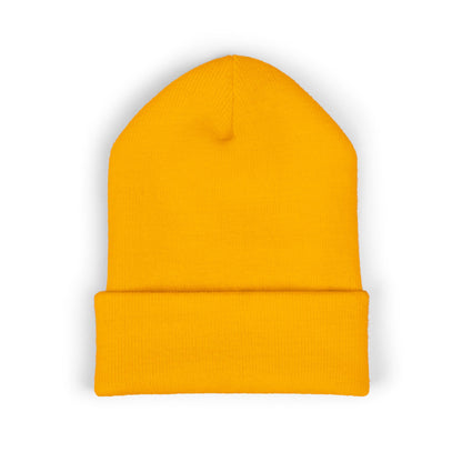 Embroidered Green & Yellow Wolf Logo Cuffed Beanie