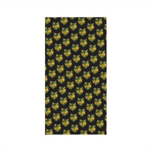 Wolf Pattern Neck Gaiter — Lightweight Black & Gold Face Mask