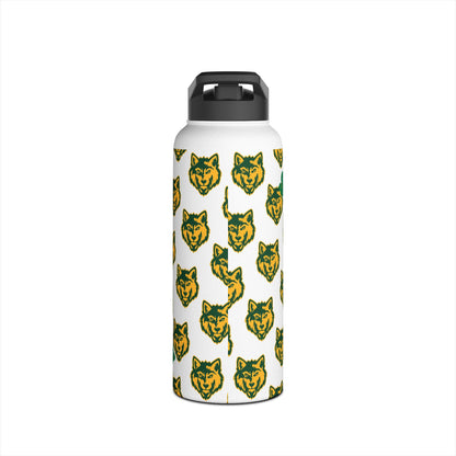 Wolf Pattern Stainless Steel Water Bottle — Green & Gold Team Design