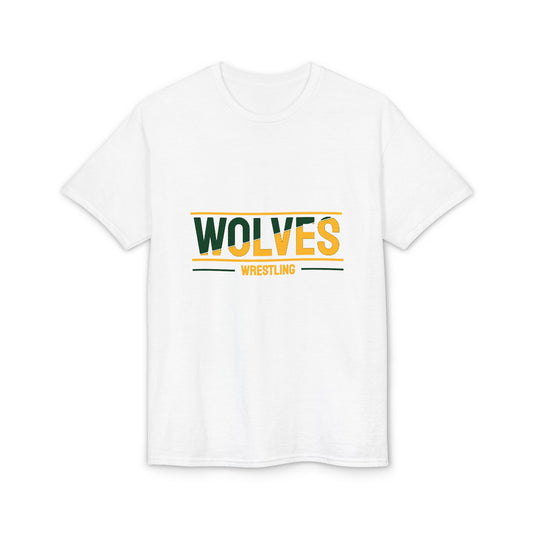 Wolves Wrestling Team T-Shirt — Retro Green & Gold Athletic Tee