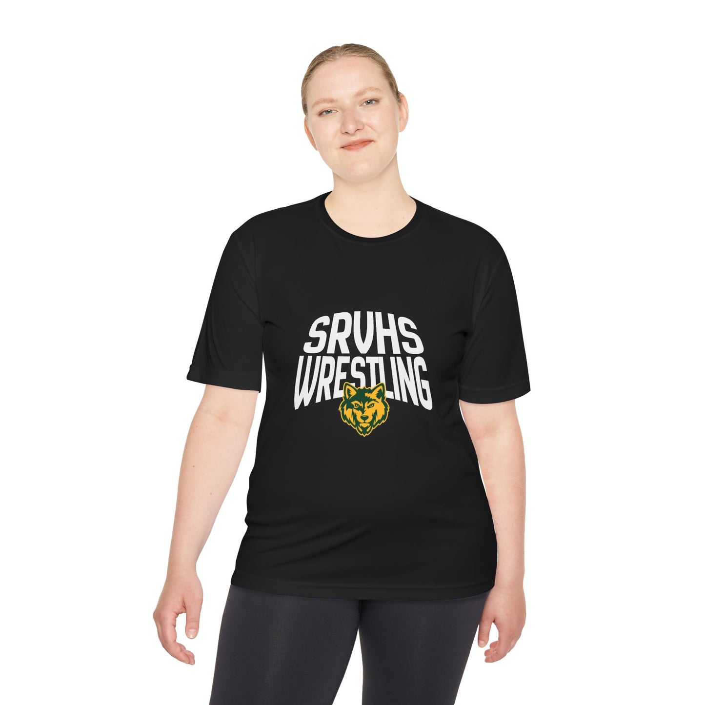 SRVHS Wrestling Tee — Moisture-Wicking Athletic Shirt with Wolf Logo