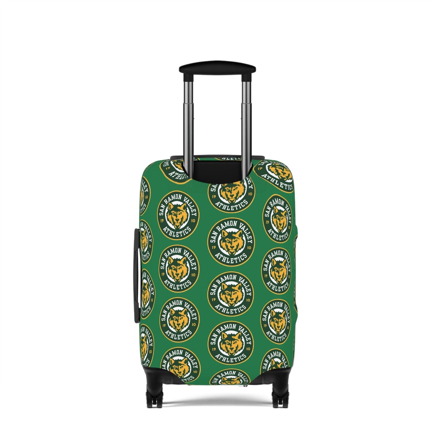SRV Wrestling Wolf Luggage Cover — Green Travel Protector with Mascot Logo