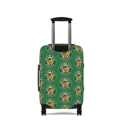 SRV Wrestling Wolf Luggage Cover — Green Travel Protector with Mascot Logo