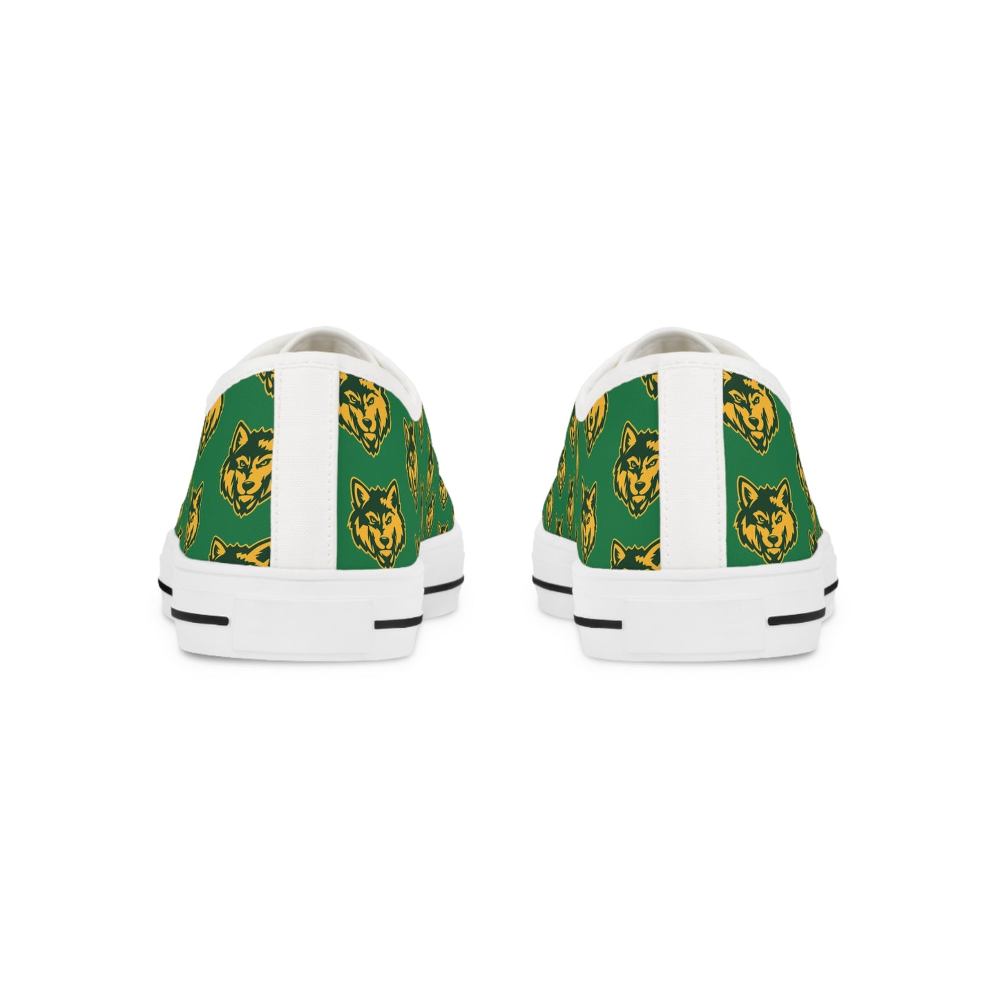 Green & Gold Wildcat Pattern Low Top Sneakers — Men's Casual School Spirit Shoes