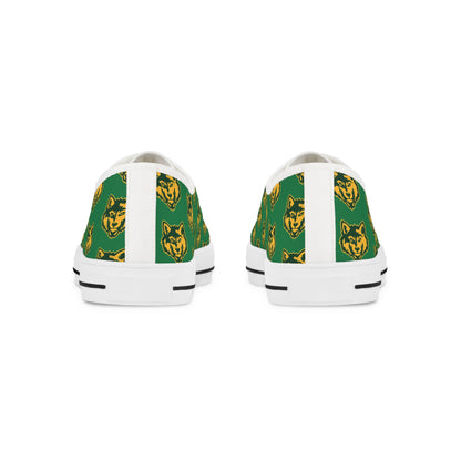 Green & Gold Wildcat Pattern Low Top Sneakers — Men's Casual School Spirit Shoes