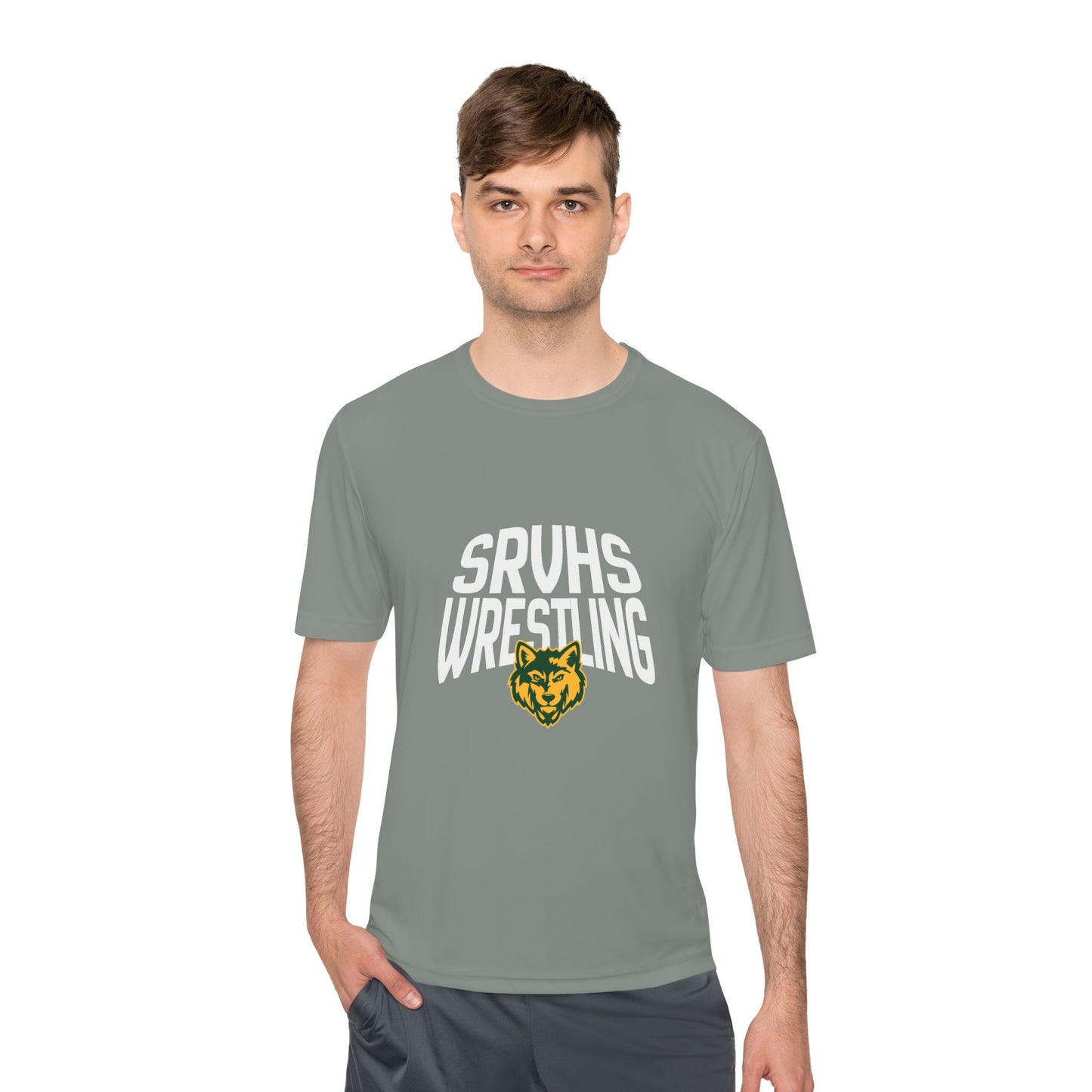 SRVHS Wrestling Tee — Moisture-Wicking Athletic Shirt with Wolf Logo