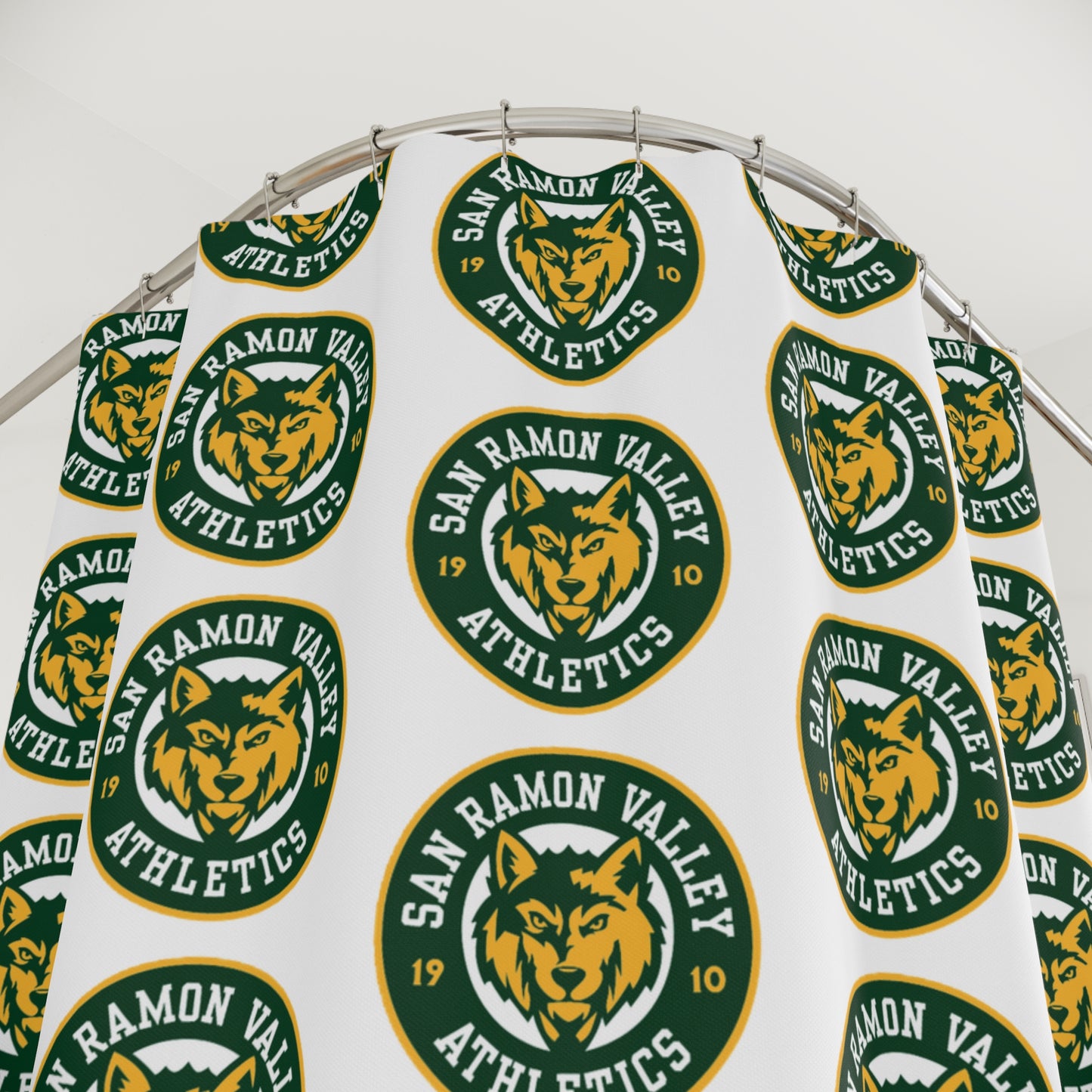 San Ramon Valley Athletics Logo Shower Curtain — School Spirit Bathroom Decor