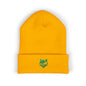 Embroidered Green & Yellow Wolf Logo Cuffed Beanie