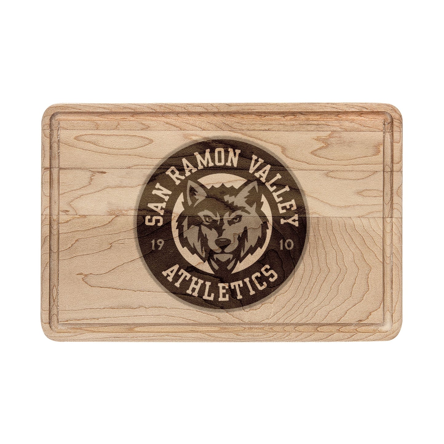 Engraved Wooden Cutting Board — San Ramon Valley Athletics Wolf Logo