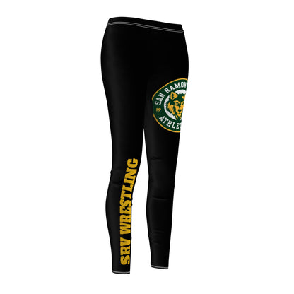 SRV Wrestling Women's Athletic Leggings — Black Logo & Side Text