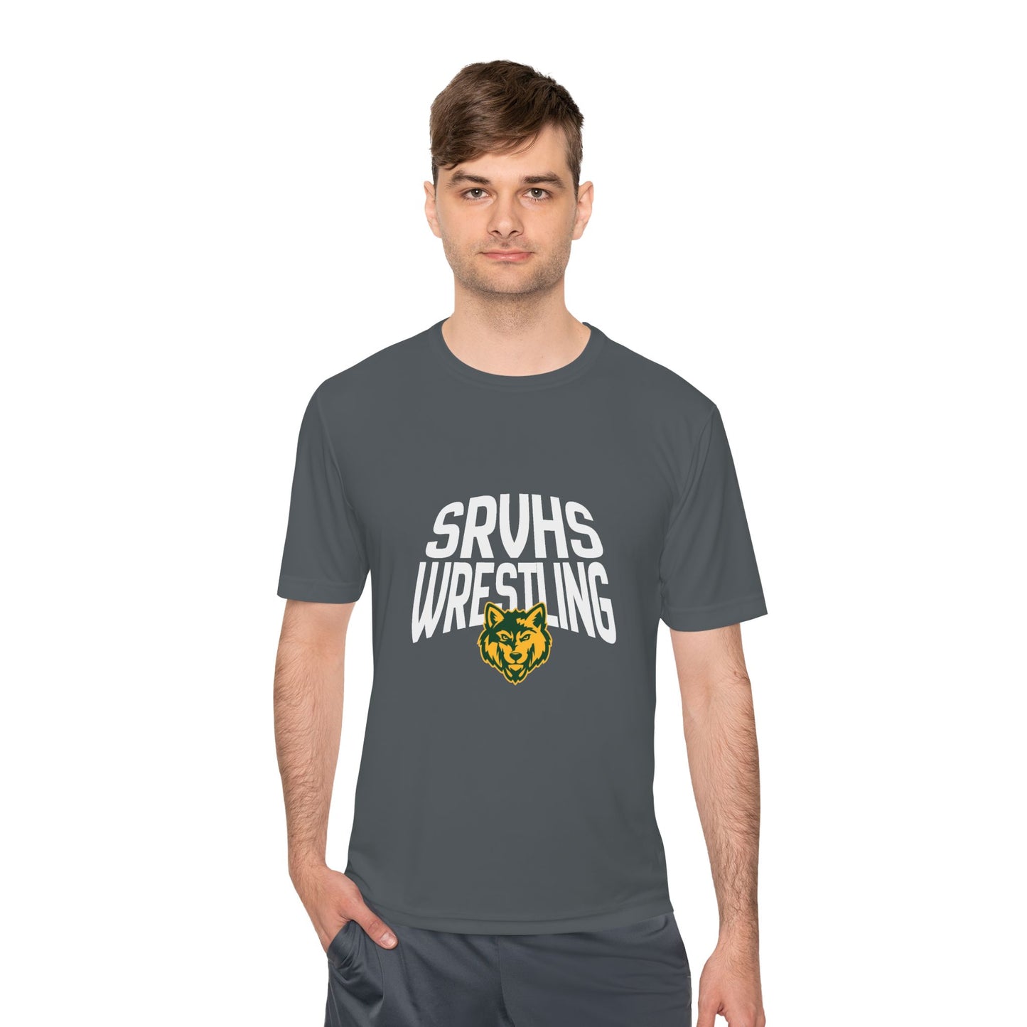 SRVHS Wrestling Tee — Moisture-Wicking Athletic Shirt with Wolf Logo