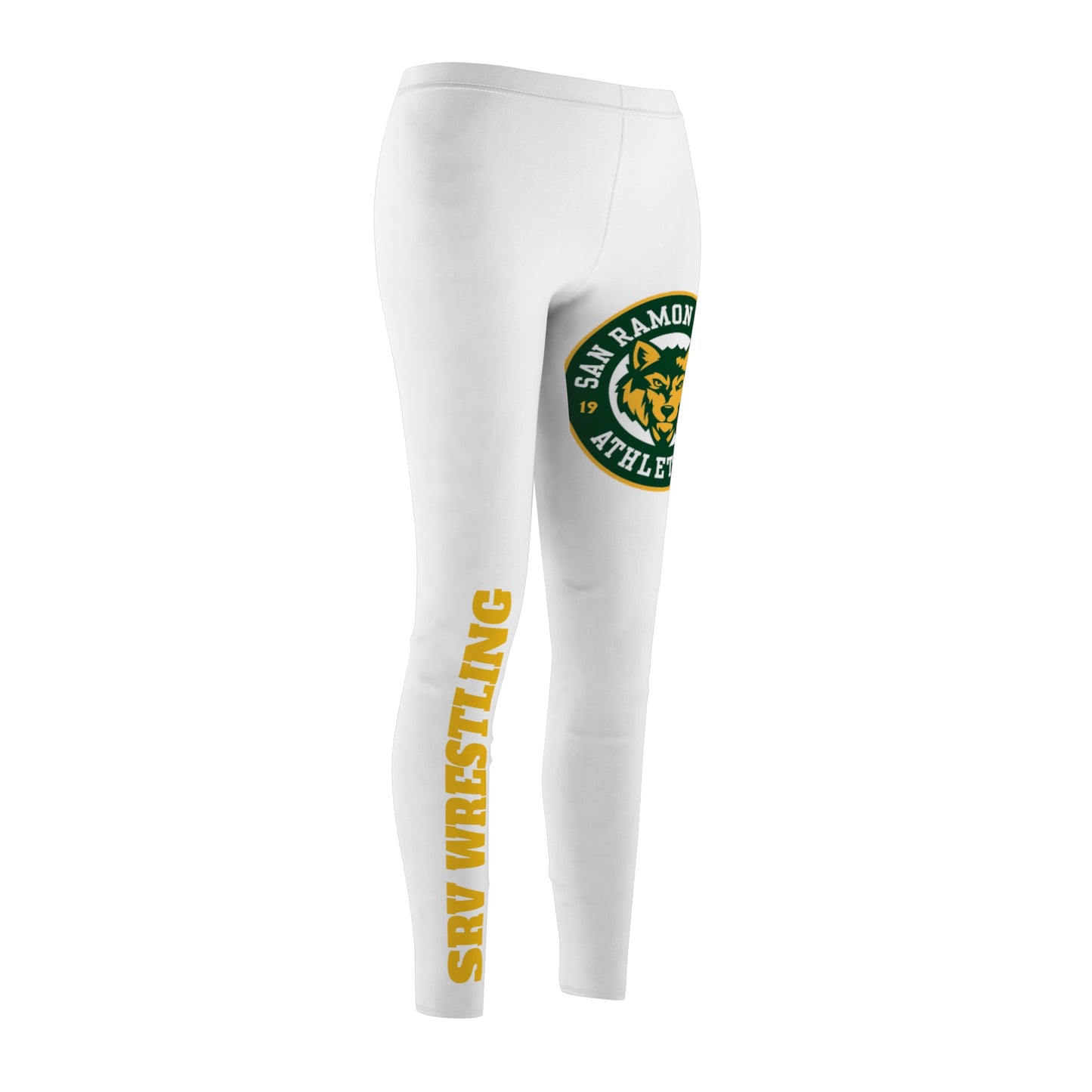 SRV Wrestling Women's Athletic Leggings White Logo & Side Text