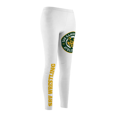 SRV Wrestling Women's Athletic Leggings White Logo & Side Text