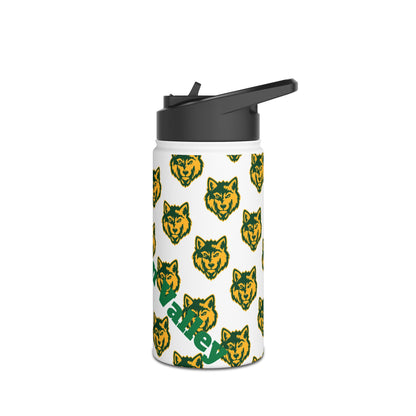 Wolf Pattern Stainless Steel Water Bottle — Green & Gold Team Design