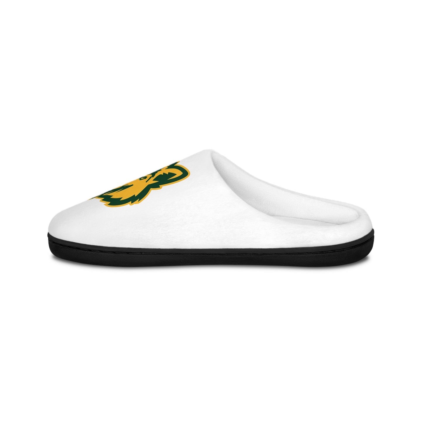 Women's Slippers — Cozy Indoor Mule with Green & Gold Wolf Logo