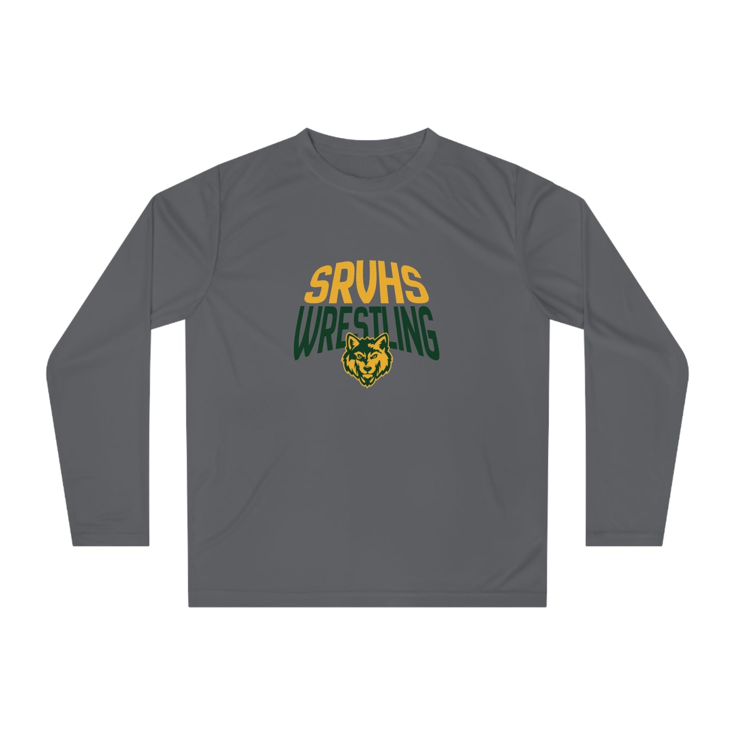 SRVHS Wrestling Performance Long Sleeve Shirt — School Team Tee with Wildcat Logo