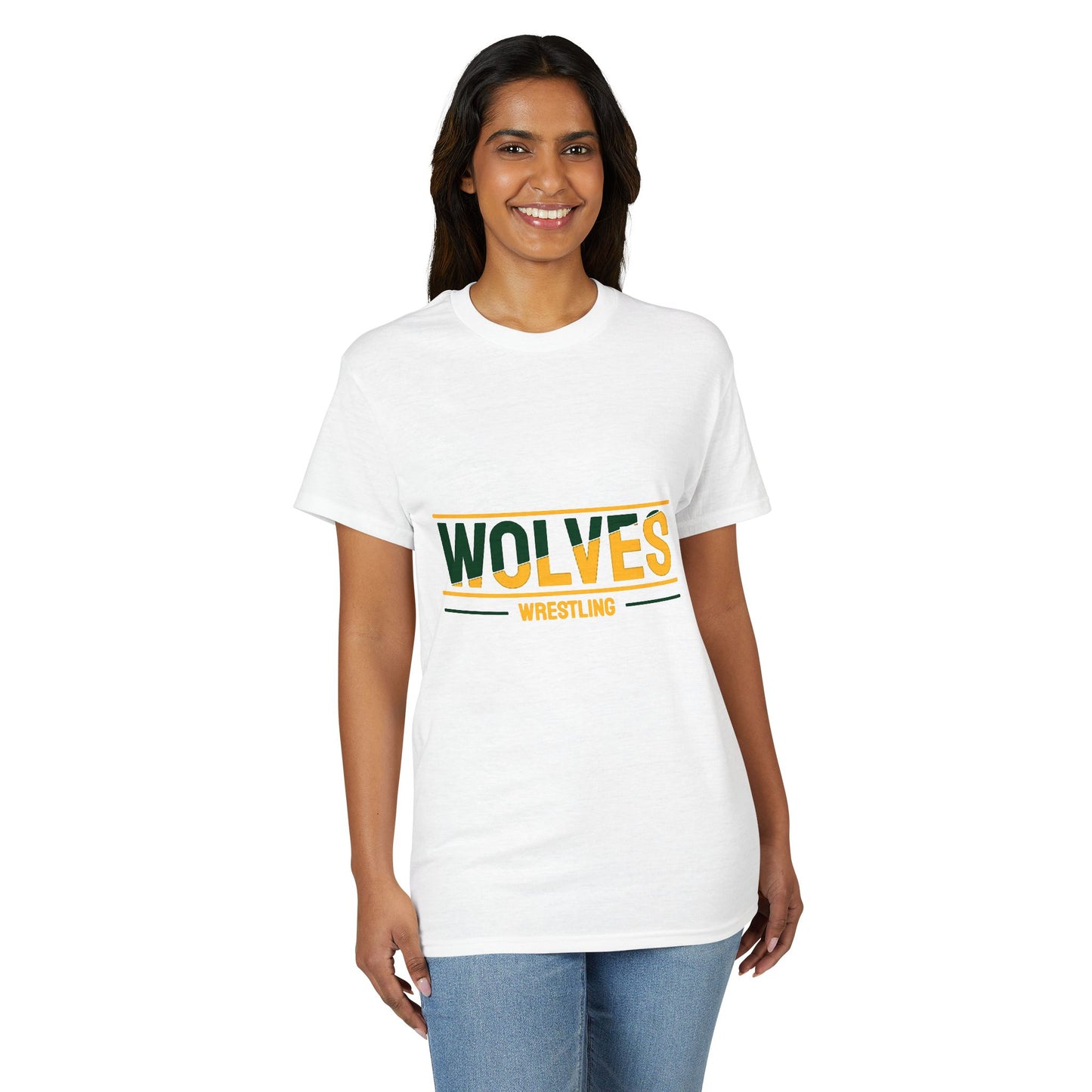 Wolves Wrestling Team T-Shirt — Retro Green & Gold Athletic Tee