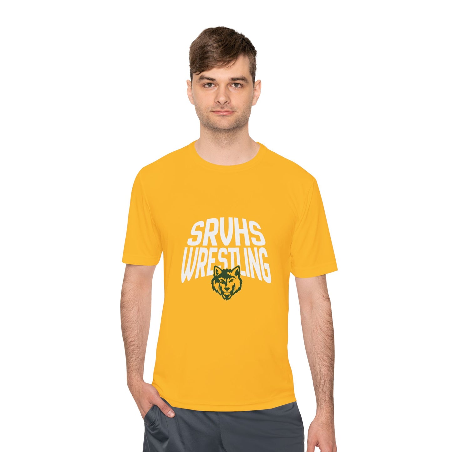 SRVHS Wrestling Tee — Moisture-Wicking Athletic Shirt with Wolf Logo