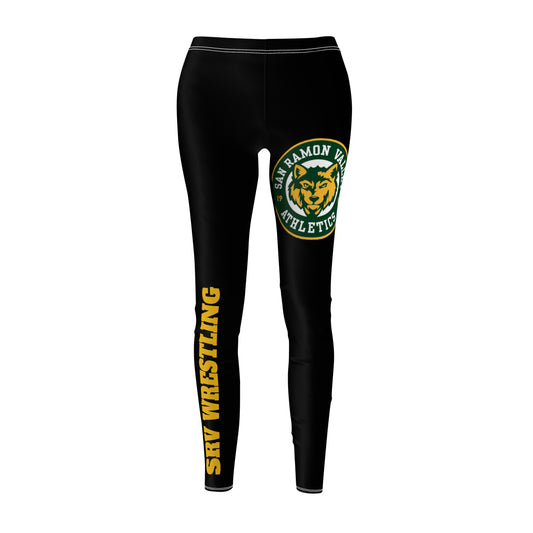 SRV Wrestling Women's Athletic Leggings — Black Logo & Side Text
