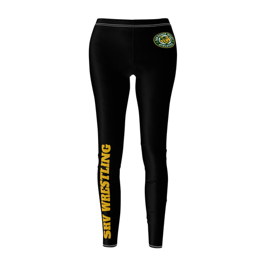 SEW Wrestling Women's Athletic Leggings — Black Logo & Side Text