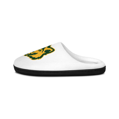 Women's Slippers — Cozy Indoor Mule with Green & Gold Wolf Logo