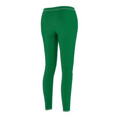 SRV Wrestling Women's Athletic Leggings — Green Logo & Side Text