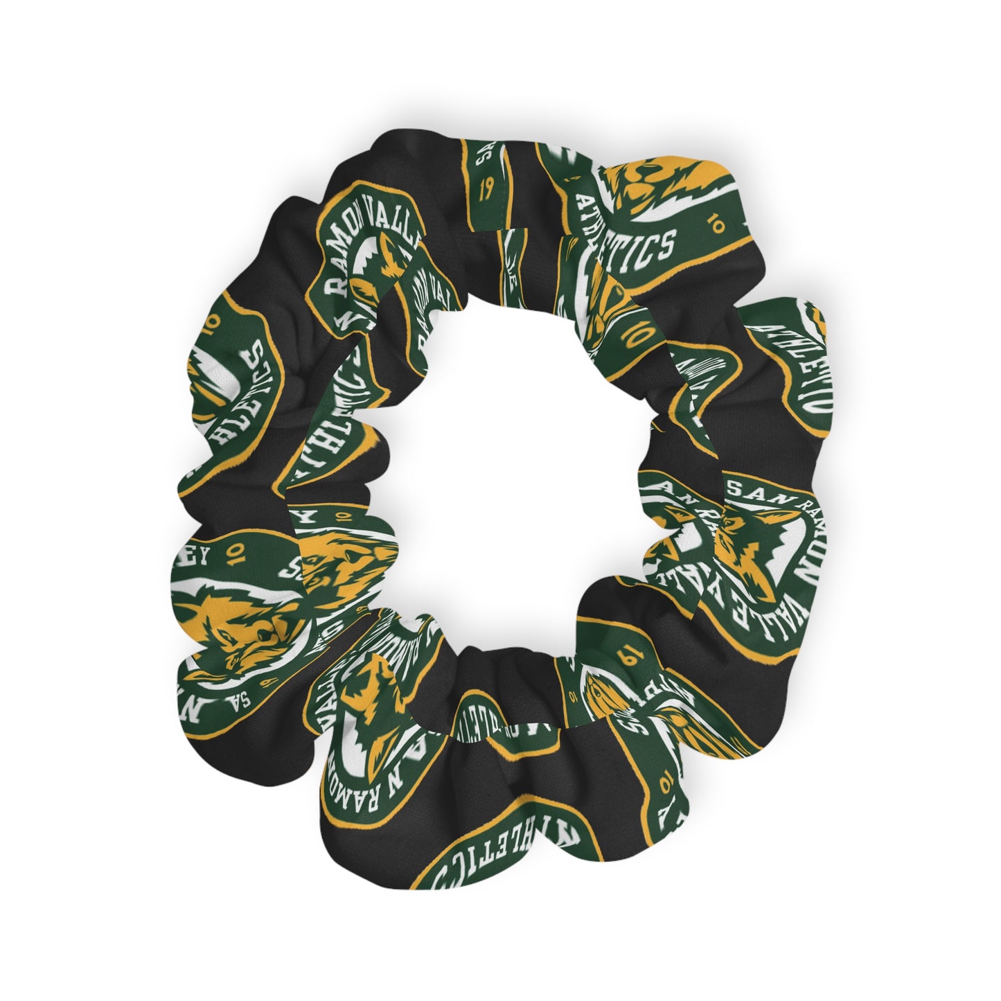 Team Logo Scrunchie — Green & Gold San Rafael Athletics Hair Tie